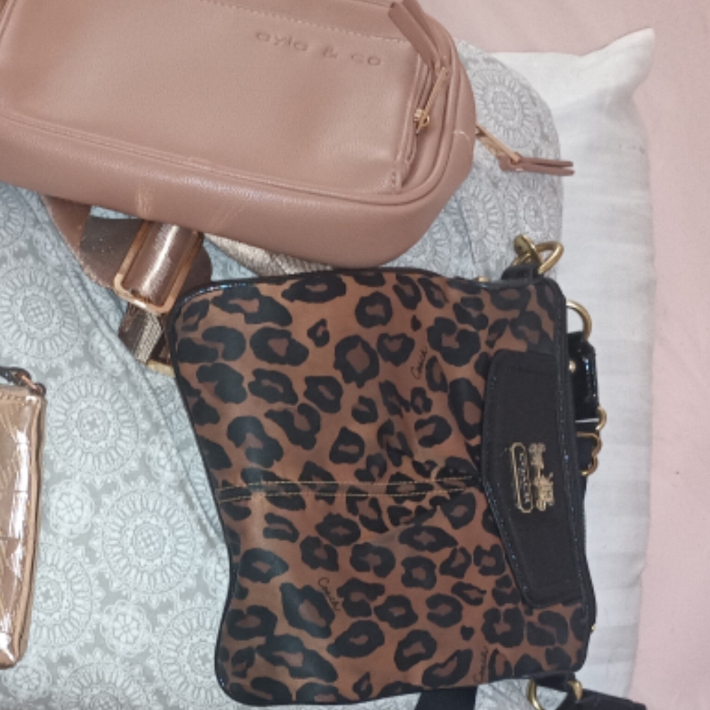 Coach Brown and Black Leopard Crossbody Bag